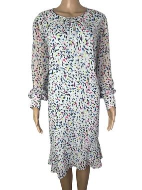 Hobbs London Frances Confetti Floral Print Flowy Semi Sheer Long Sleeve Dress